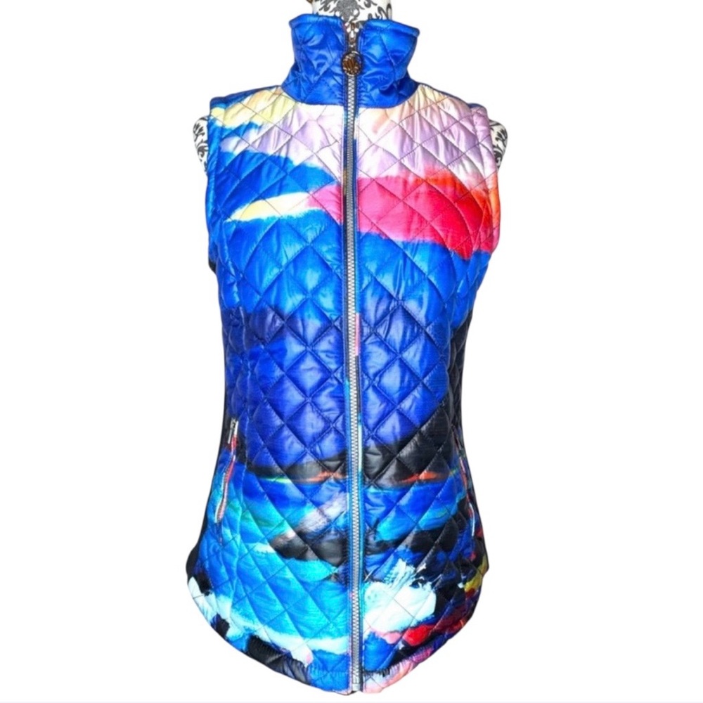 NWOT Simply Art by Dolcezza Multi Color Quilted Full Zip Vest